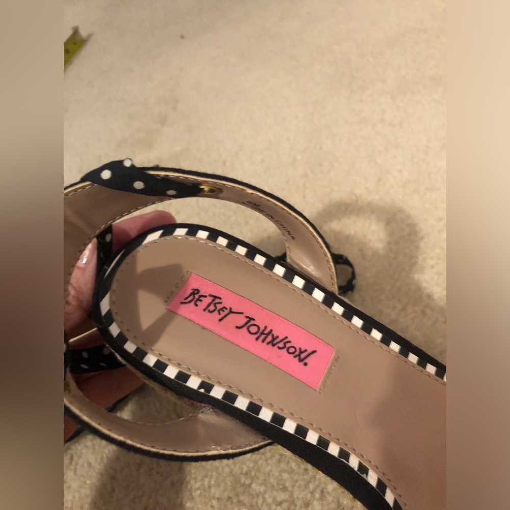 Betsey Johnson Pima Espadrille Polka Dot Rainbow wedge sandals size 8 - Picture 5 of 10